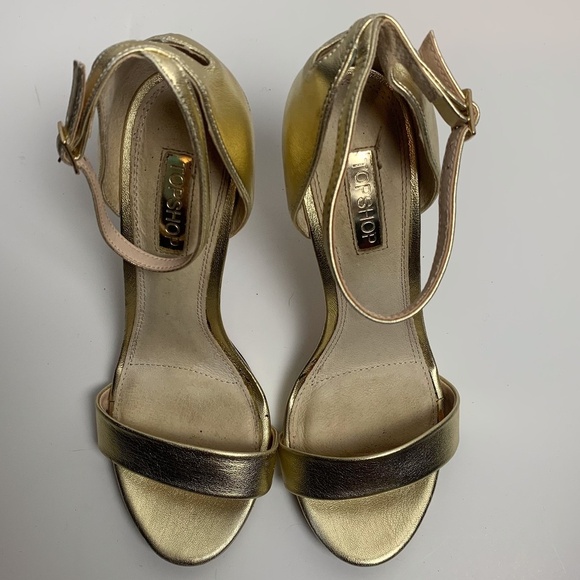 Topshop Shoes - Topshop Gold Ankle Strap Heeled Sandal